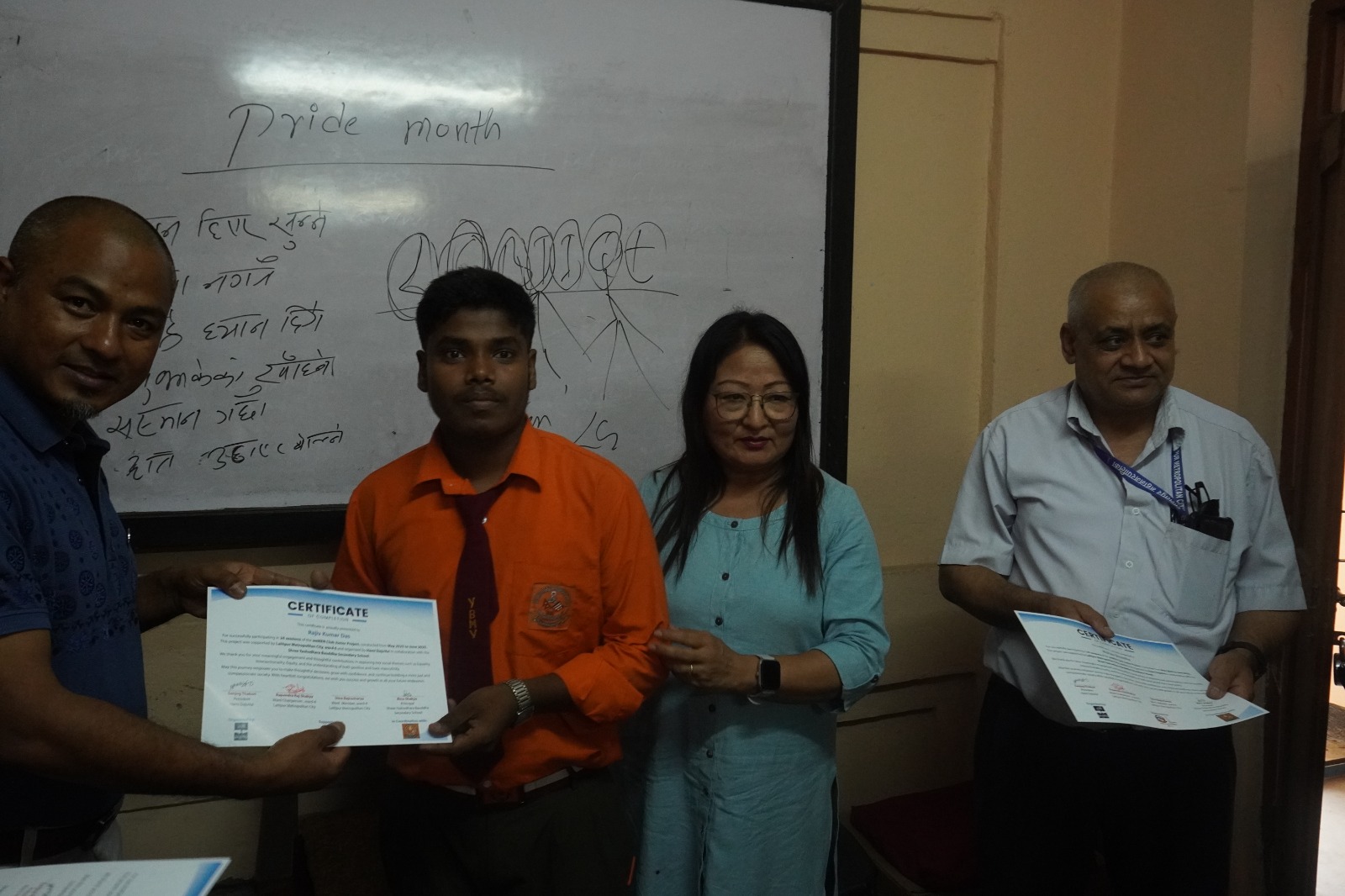 Hami DajuVai with the support from Lalitpur Metropolitan city ward no 6 implemented weMEN Club juniors project in Shree Yasodhara Bauddha Secondary School